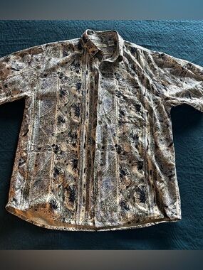 SUMMA Blue Teal Cream 100% Raw Silk Men's Short Sleeve Button Down Shirt